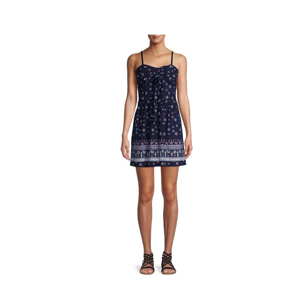 No Boundaries Dress Sun Dress Juniors Size L Babydoll Spaghetti Straps Blue